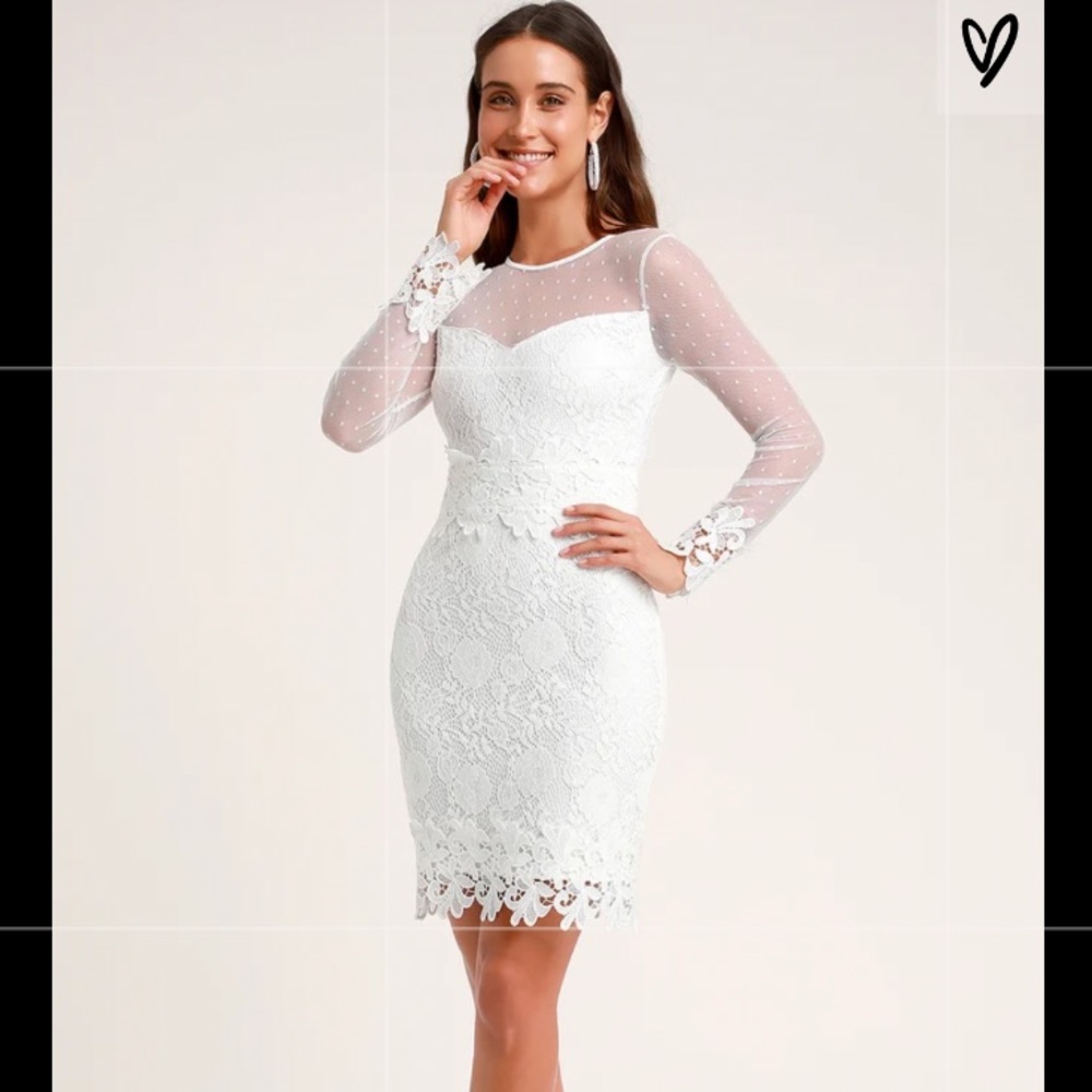 NWT Lacey Lane White Lace Long Sleeve Dress